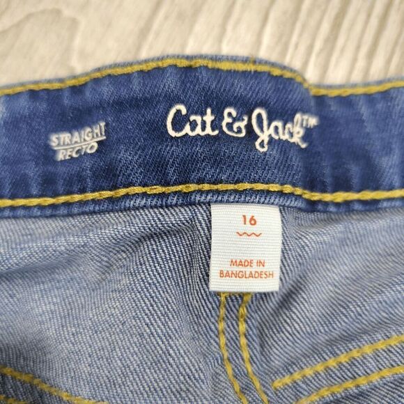 Cat & Jack Straight Leg Denim Jeans Medium Wash Boys 16 - Picture 3 of 6